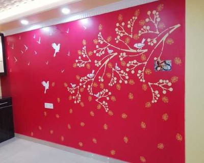 Asian paints nature wall stencil design ideas